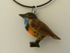 1 Kette Holzanhänger Ketten Modeschmuck Lederband Holzkette Tiere Zoo Vogel