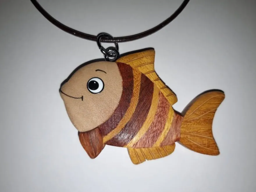 1 Kette Holzanhänger Ketten Modeschmuck Lederband Holzkette Tiere Zoo Vogel
