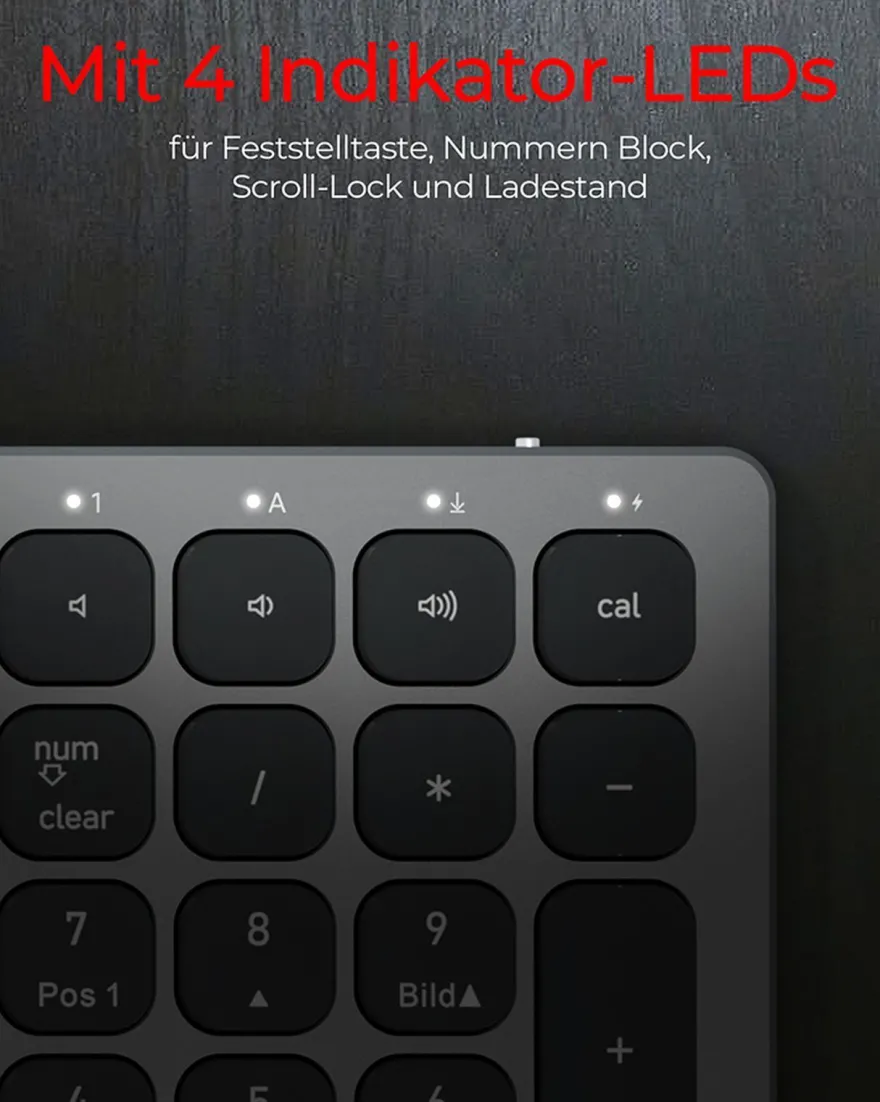 KeySonic KSK-8023BTRF (DE), Full-Size Aluminium Tastatur, Bluetooth® & RF, für Window
