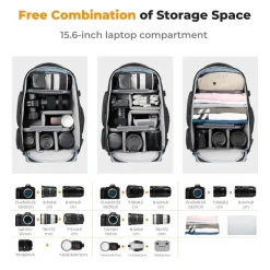 K&F Concept Kamerarucksack wasserdicht für Canon Nikon Sony Spiegelreflexkameras