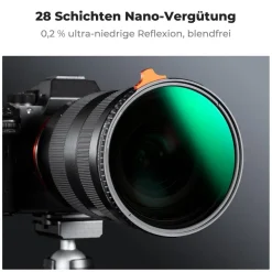 K&F Concept 52mm Black Mist 1/4 & Variable ND2-ND32 2-in-1 Multifunktionsfilter