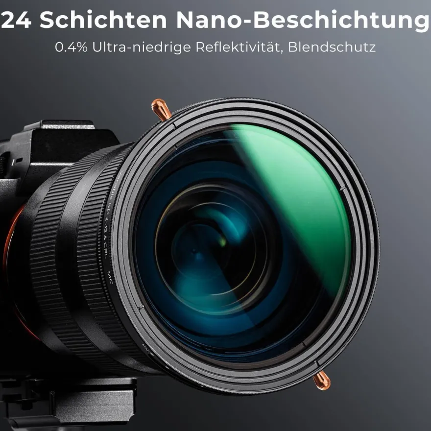 K&F Concept Nano-D Serie 62mm ND/CPL 2-in-1 Filter - Variable Graufilter