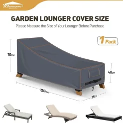 Khongoo Gartenliege Abdeckung 200x75x40/70cm, 420D Oxford, Wasserdicht