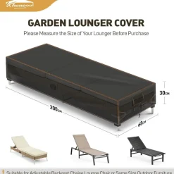 Khongoo Gartenliege Abdeckung 200x68x30cm, Wasserdicht, 420D Oxford, UV-Schutz