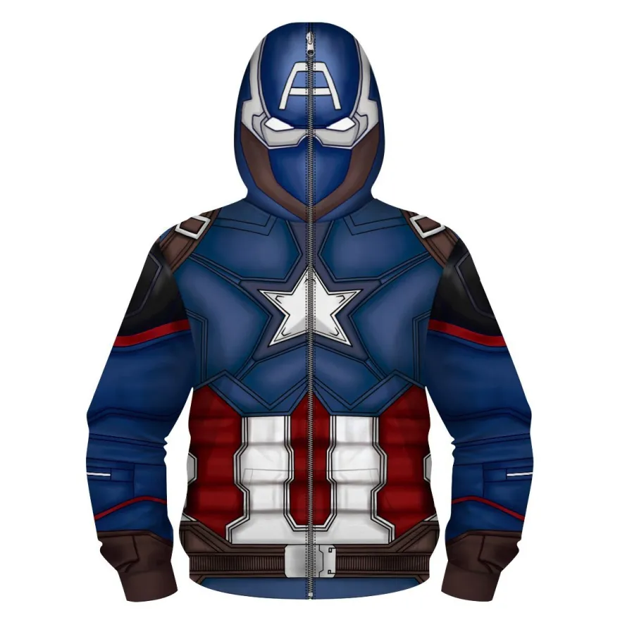 Kinder American Captain 3D Zipper Hoody Marvel Baby Cosplay Pullover Mantel