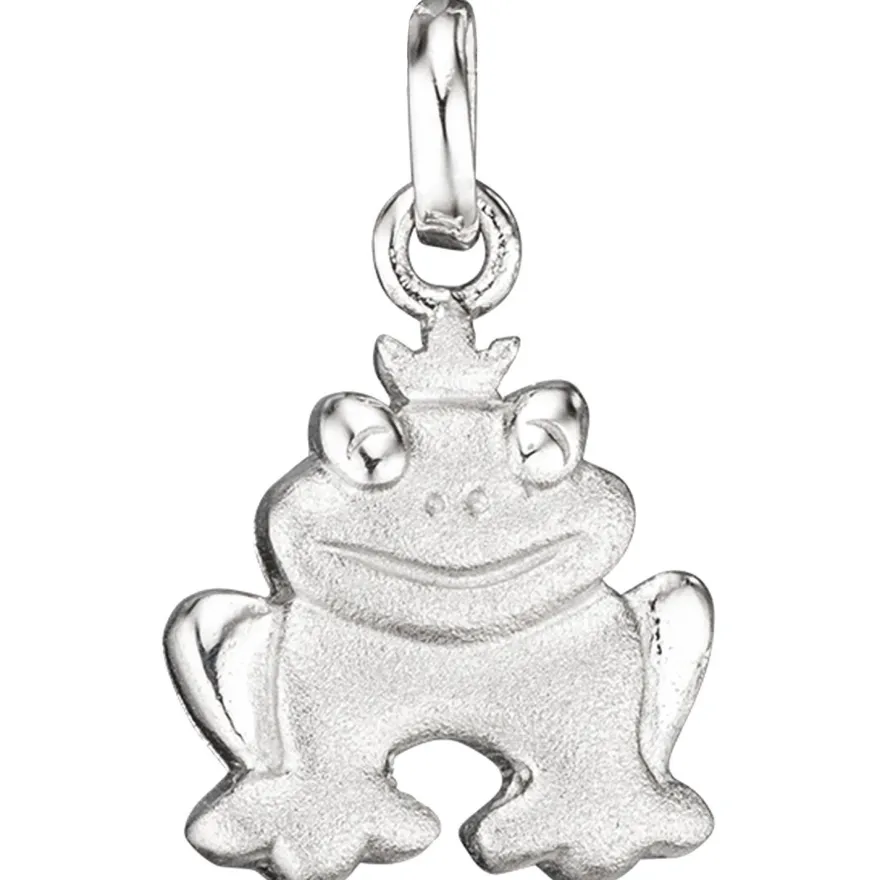 Kinder Anhänger Frosch 925 Sterling Silber rhodiniert mattiert Kinderanhänger