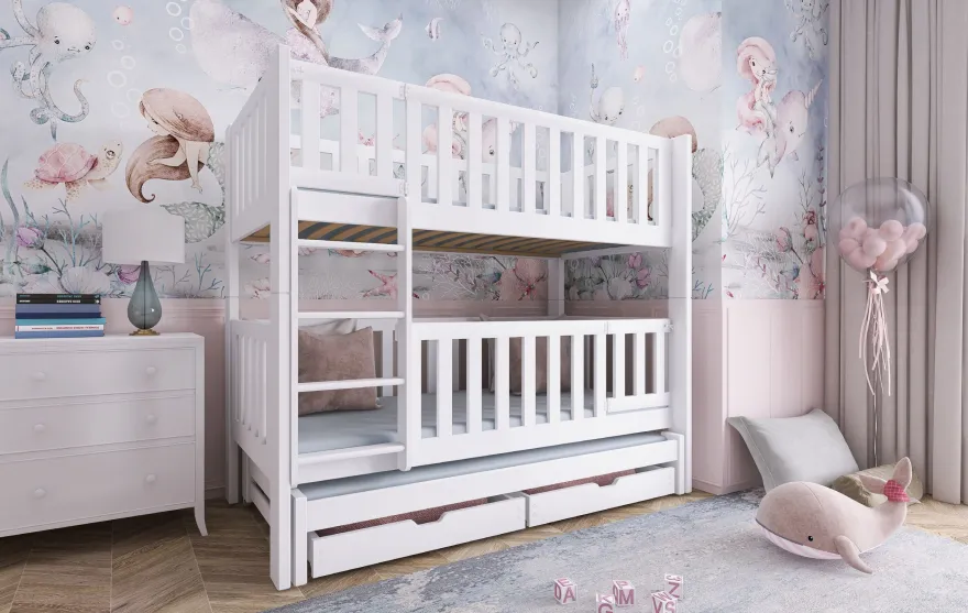 Kinderbett / Etagenbett Ksawery - Weiß / Beige / Grau / Graphit - verschiedene Größen