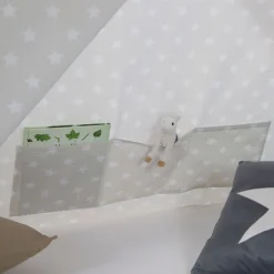 Kinderbett mit Matratze TIPI 90x200 Jugendbett weiß grau Holzbett Kinderzimmer