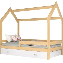 Kinderbett mit Schublade Hausbett Haus Holz Kiefer weiss Bettenkauf 160x80cm