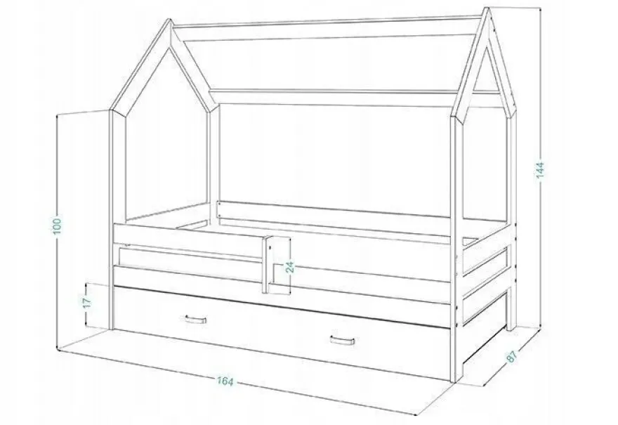 Kinderbett mit Schublade Hausbett Haus Holz Kiefer weiss Bettenkauf 160x80cm