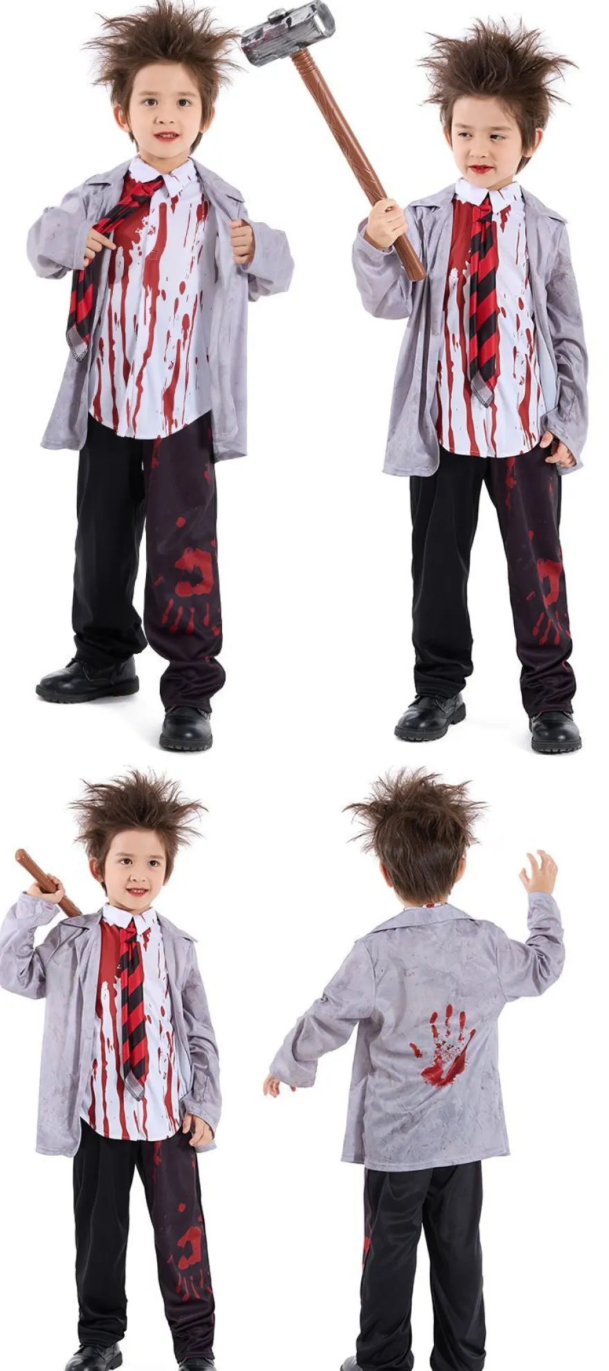 Kinder Halloween 3er Set Mantel Rock/ Hose Joker Harley Zombie Vampir Cosplay Kostüm