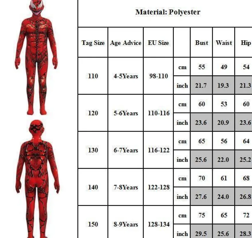 Kinder Jungen Venom Cosplay Kostum Jumpsuit Halloween Party Karneval Outfit Set*