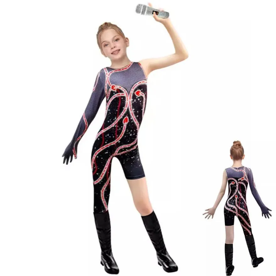 Kinder Madchen Jumpsuit Rot Schlange Swifties Kostum Konzert Cosplay Karneval