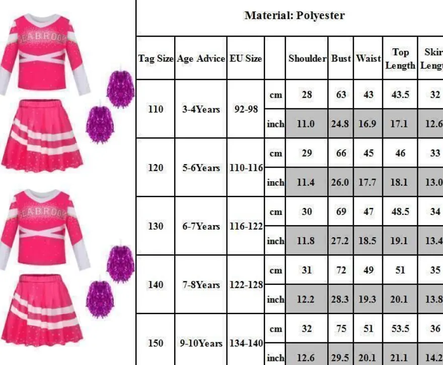 Kinder Madchen Zombie 3 Cheerleader Cosplay Kostum Karneval Fasching Outfit Set