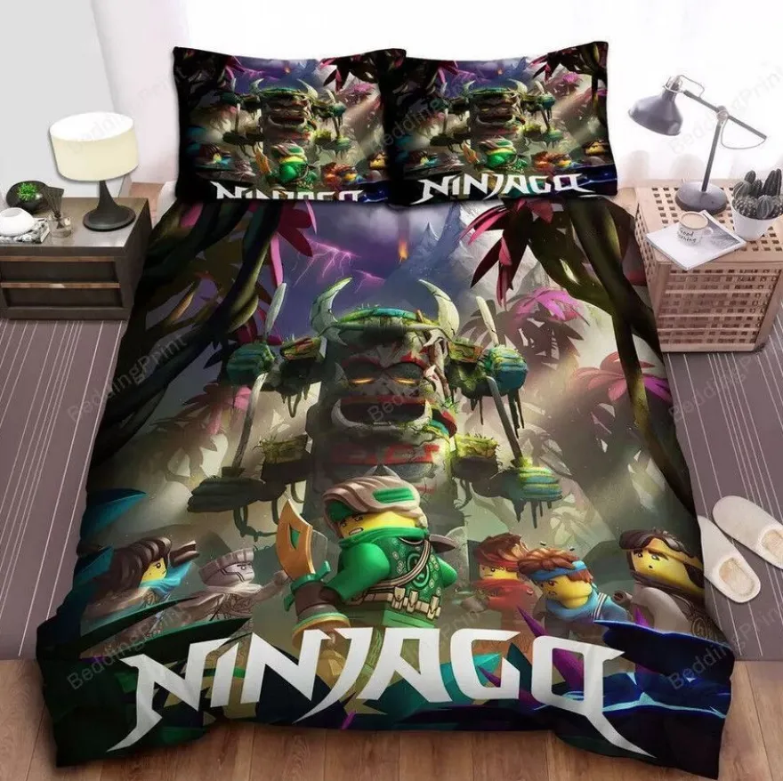 Kinder Ninjago 3D-Druck Bettbezug Kissenbezuge Bettwasche-Set Single Double