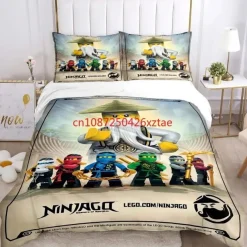 Kinder Ninjago 3D-Druck Bettbezug Kissenbezuge Bettwasche-Set Single Double