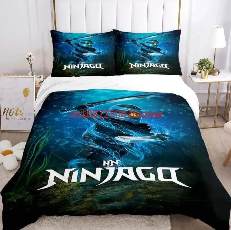 Kinder Ninjago 3D-Druck Bettbezug Kissenbezuge Bettwasche-Set Single Double