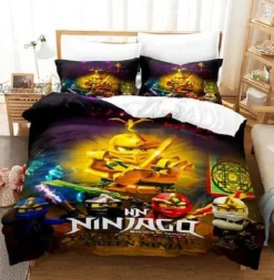 Kinder Ninjago 3D-Druck Bettbezug Kissenbezuge Bettwasche-Set Single Double