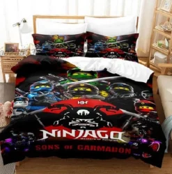 Kinder Ninjago 3D-Druck Bettbezug Kissenbezuge Bettwasche-Set Single Double