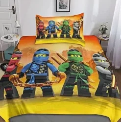 Kinder Ninjago 3D-Druck Bettbezug Kissenbezuge Bettwasche-Set Single Double