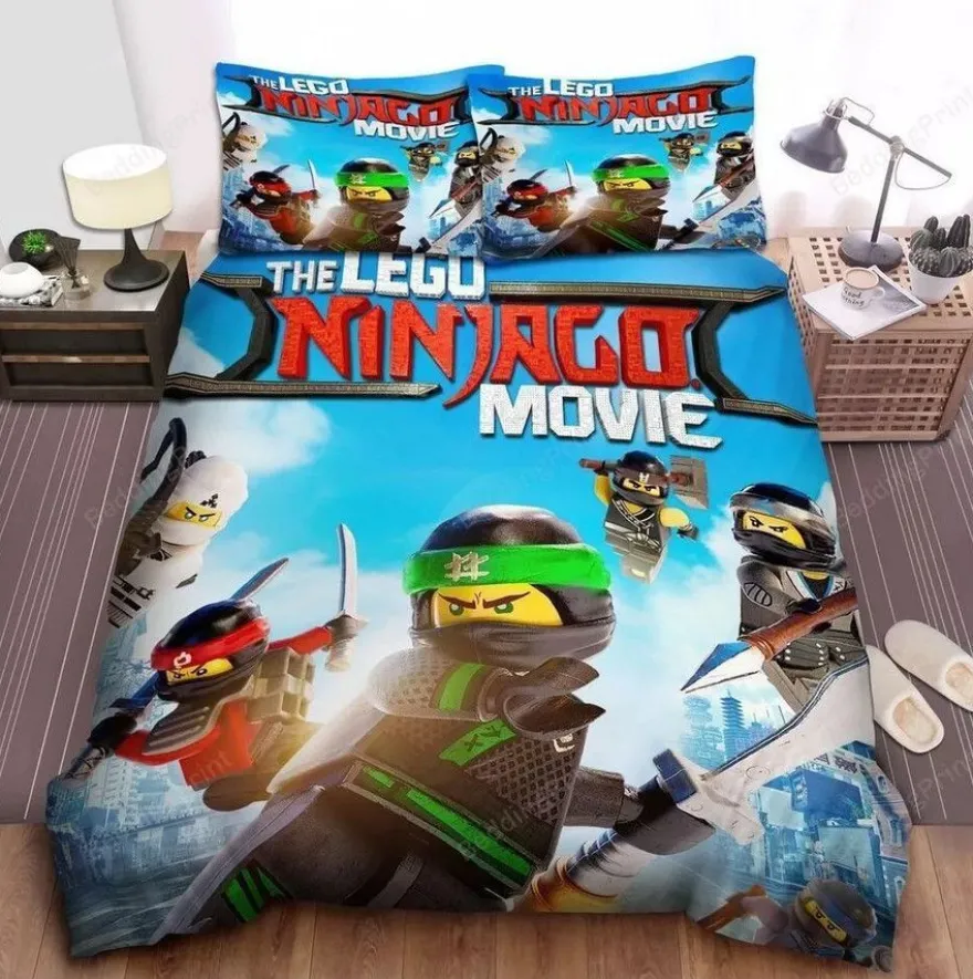 Kinder Ninjago 3D-Druck Bettbezug Kissenbezuge Bettwasche-Set Single Double