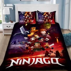 Kinder Ninjago 3D-Druck Bettbezug Kissenbezuge Bettwasche-Set Single Double