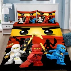Kinder Ninjago 3D-Druck Bettbezug Kissenbezuge Bettwasche-Set Single Double