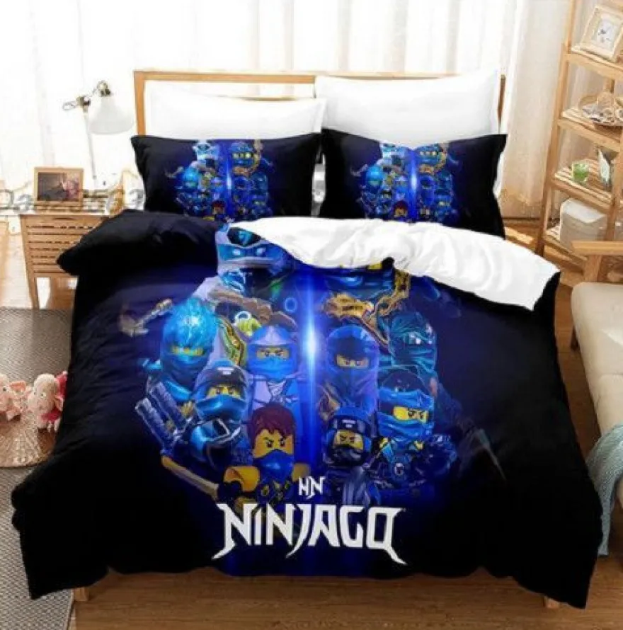 Kinder Ninjago 3D-Druck Bettbezug Kissenbezuge Bettwasche-Set Single Double