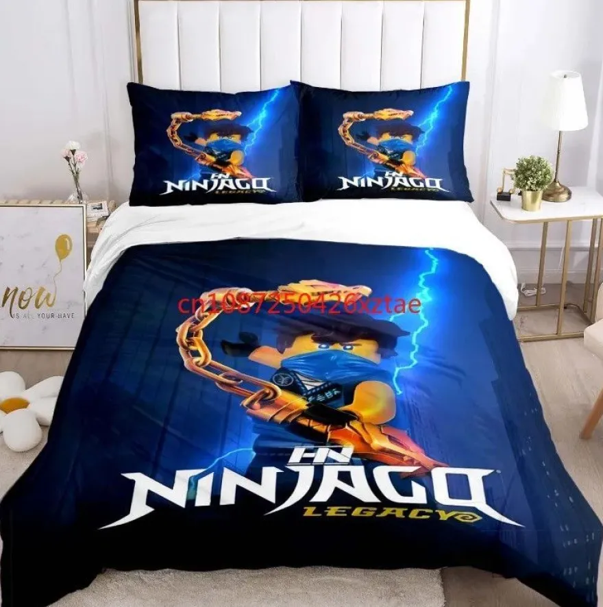 Kinder Ninjago 3D-Druck Bettbezug Kissenbezuge Bettwasche-Set Single Double