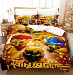 Kinder Ninjago 3D-Druck Bettbezug Kissenbezuge Bettwasche-Set Single Double