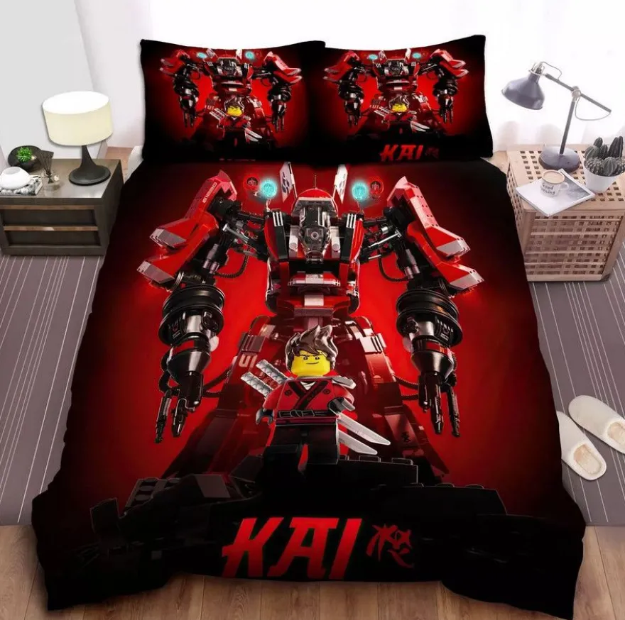 Kinder Ninjago 3D-Druck Bettbezug Kissenbezuge Bettwasche-Set Single Double