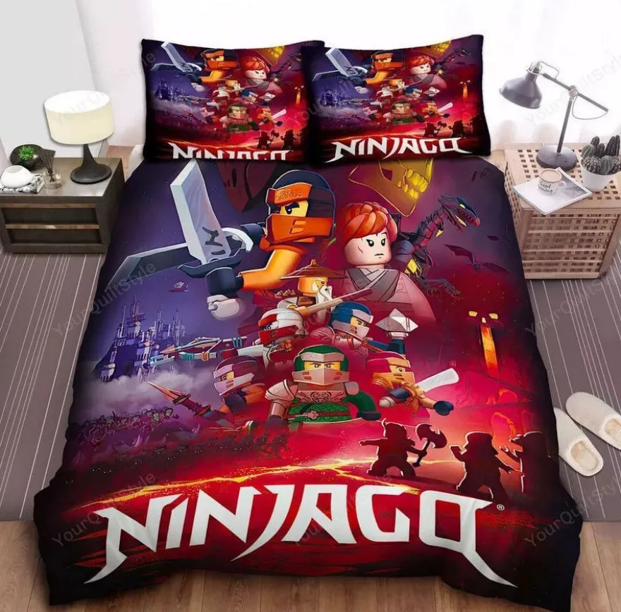 Kinder Ninjago 3D-Druck Bettbezug Kissenbezuge Bettwasche-Set Single Double