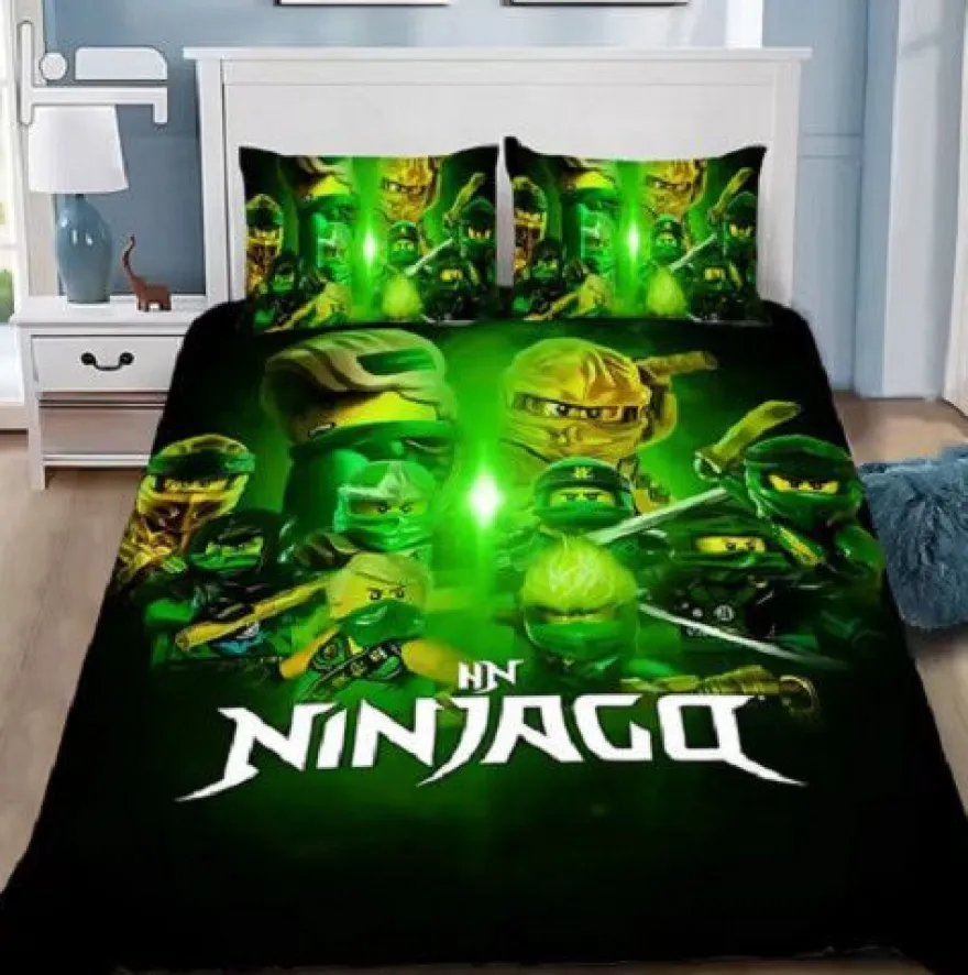 Kinder Ninjago 3D-Druck Bettbezug Kissenbezuge Bettwasche-Set Single Double