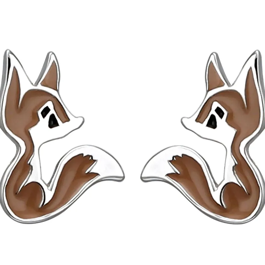 Kinder Ohrstecker Fuchs 925 Sterling Silber Ohrringe Kinderohrringe