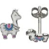 Kinder Ohrstecker Lama weiß 925 Sterling Silber Ohrringe Kinderohrringe