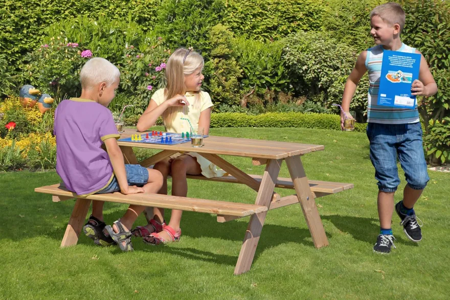 Kinderpicknicktisch / Sitzgruppe aus Lärchenholz 116x90x50cm
