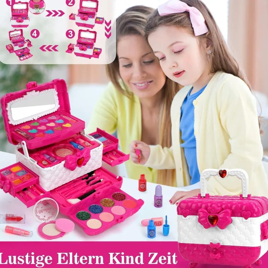 Kinderschminke Mädchen Schminkkoffer Set - Waschbar Make Up Spielzeug für