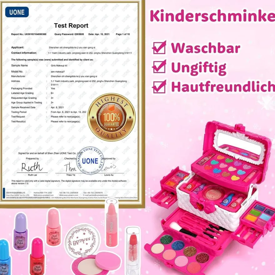 Kinderschminke Mädchen Schminkkoffer Set - Waschbar Make Up Spielzeug für