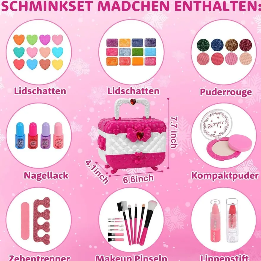 Kinderschminke Mädchen Schminkkoffer Set - Waschbar Make Up Spielzeug für
