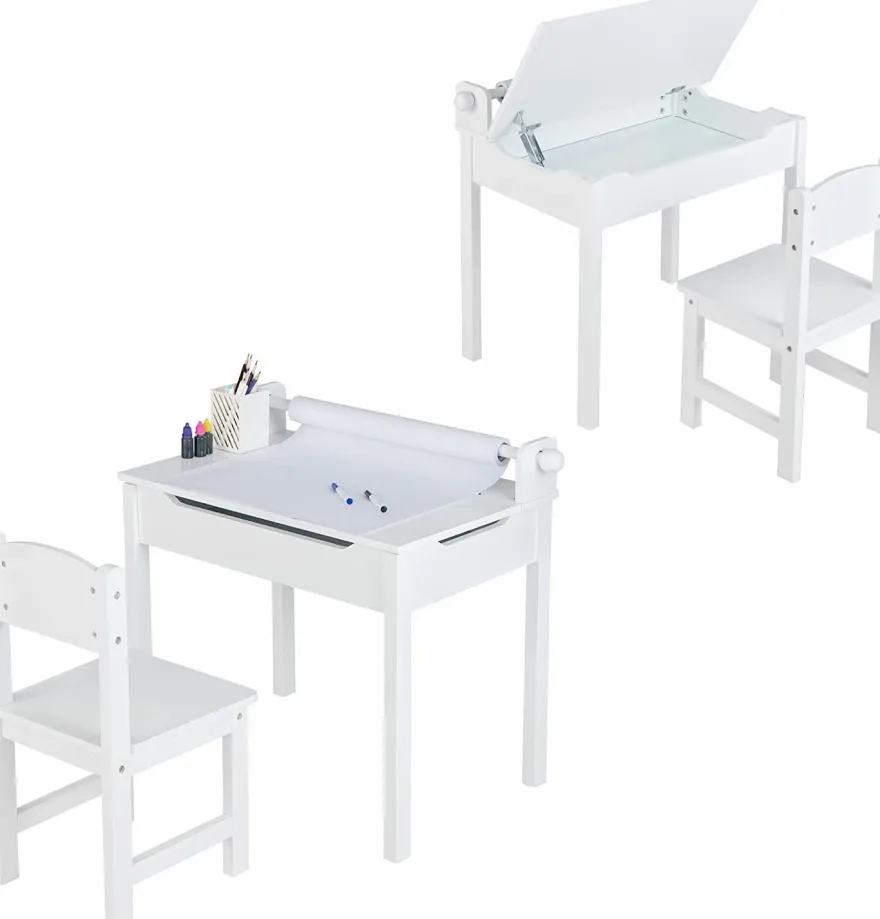 Kinderschreibtisch mit Stuhl, Kindertisch-Set mit klappbarer Tischplatte für Kinder