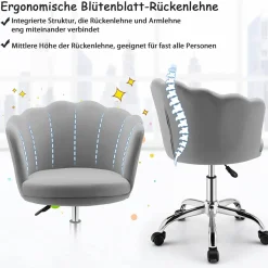 Kinderschreibtischstuhl, höhenverstellbarer Kinderdrehstuhl Sessel Samt, bis 150 kg