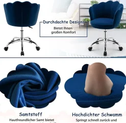 Kinderschreibtischstuhl, höhenverstellbarer Kinderdrehstuhl Sessel Samt, bis 150 kg