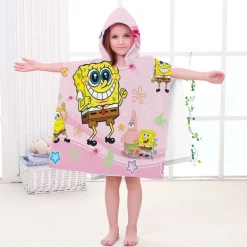 Kinder SpongeBob Patrick Star Badetuch Cartoon Strand Poncho Pooltücher Bademantel