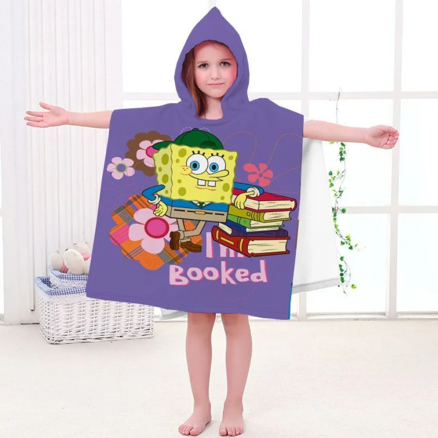 Kinder SpongeBob Patrick Star Badetuch Cartoon Strand Poncho Pooltücher Bademantel