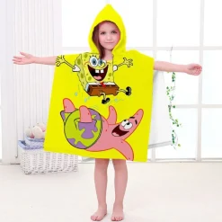 Kinder SpongeBob Patrick Star Badetuch Cartoon Strand Poncho Pooltücher Bademantel