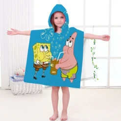 Kinder SpongeBob Patrick Star Badetuch Cartoon Strand Poncho Pooltücher Bademantel