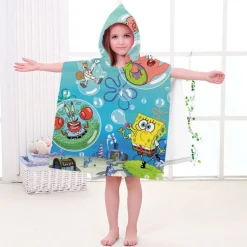 Kinder SpongeBob Patrick Star Badetuch Cartoon Strand Poncho Pooltücher Bademantel