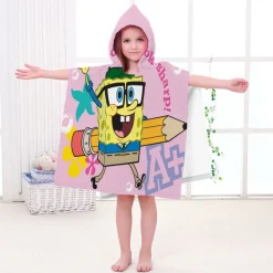 Kinder SpongeBob Patrick Star Badetuch Cartoon Strand Poncho Pooltücher Bademantel
