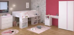 Kinderzimmer Jugendzimmer komplett Set 4-tlg Hoch Bett Kleiderschrank Pirouette