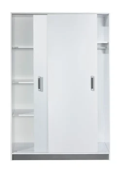 Kinderzimmer - Schiebetürenschrank / Kleiderschrank Frank 14, Farbe: Weiß / Grau